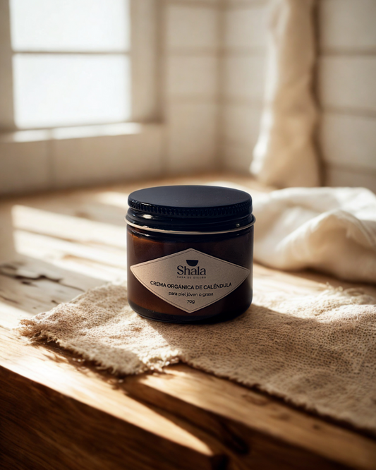 Crema Hidratante Orgánica Antiinflamatoria de Caléndula y Manzanilla - piel joven o grasa